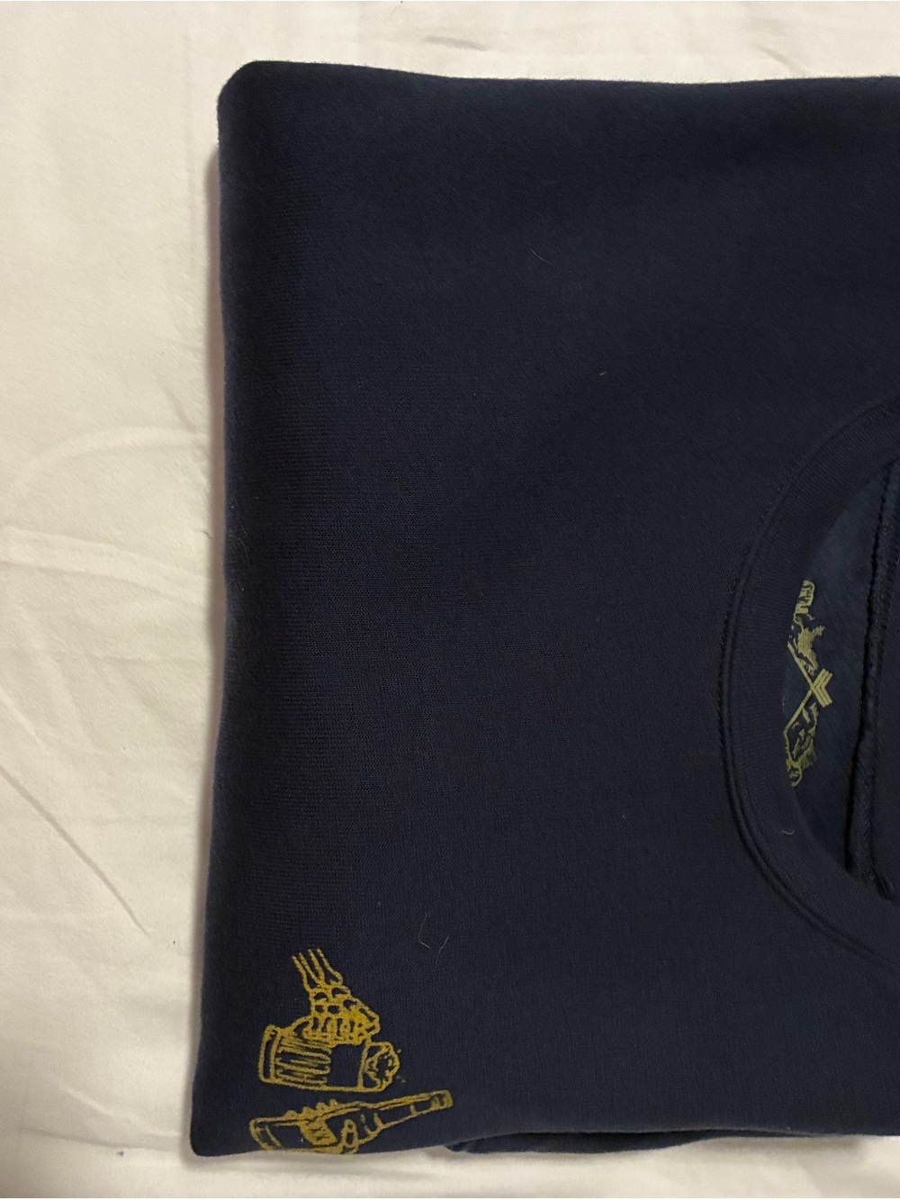 Men's Navy Crewneck Sweater with Gold Embroidered Detail
